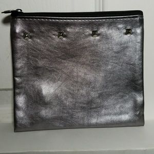 Silver gunmetal ipsy cosmetic bag
